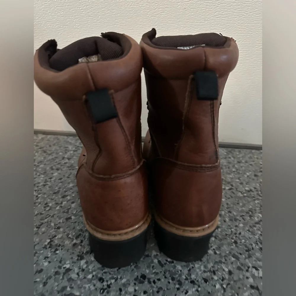 Florsheim Work Utility Mens 8.5 Steel Toe Waterproof Brown Leather Work Boot EUC